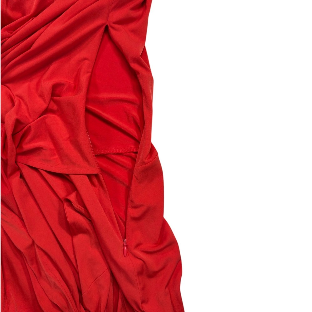 Michael Kors High-Low Wrap Dress 8 Coral V-Neck Short Sleeve Glam Romantic Chic - Picture 4 of 11
